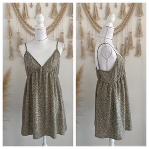 Nordstrom Spring floral mini dress strappy spaghetti strap moody green pink M